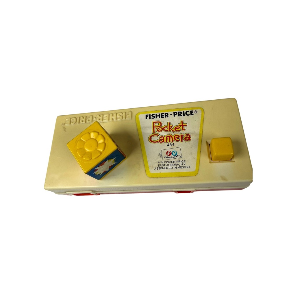 Vintage Fisher Price Pocket Camera 464 Yellow White Red 1974 Retro Toy Works